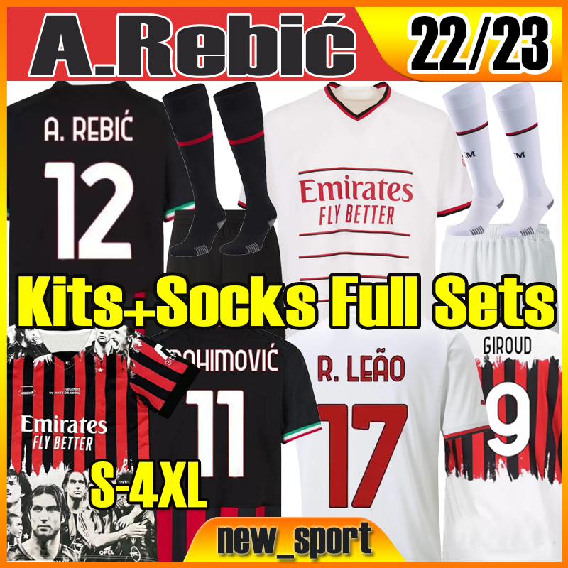 

3XL 4XL 22 23 OMORI IBRAHIMOVIC R.LEAO Soccer jerseys AC MILANS GIROUD LAZETIC 4th kit 2022 2023 TONALI A.REBIC KJER Kessie theo brahim Men kids sets Top football shirt, 21 22 4th