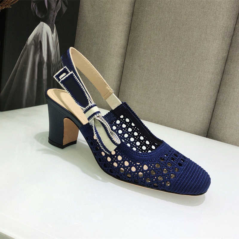 Concepteur décontracté dame féminine sandales marine en cuir authentique à lanière à talons hauts sandalias de las mujeres sandalias mujer 2022