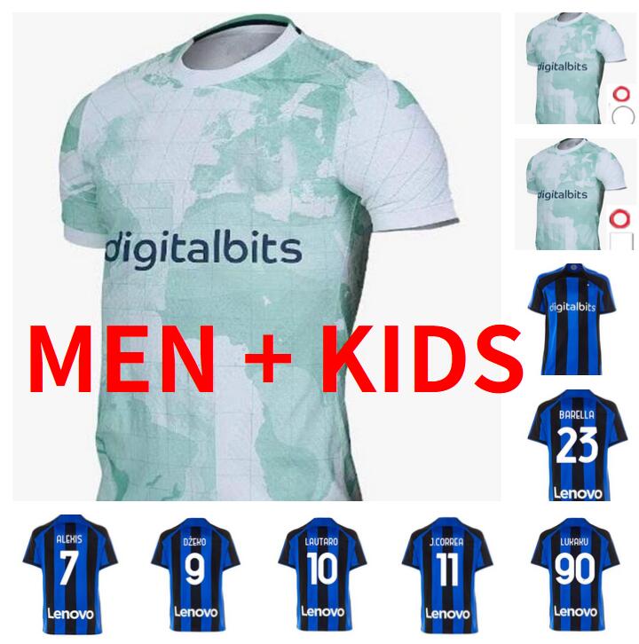 

LUKAKU soccer jersey 22 23 BARELLA VIDAL LAUTARO INTERS ERIKSEN ALEXIS DZEKO CORREA AWAY THIRD MILANS UNIFORMS football shirt 2022 2023 Men Kids kit uniform