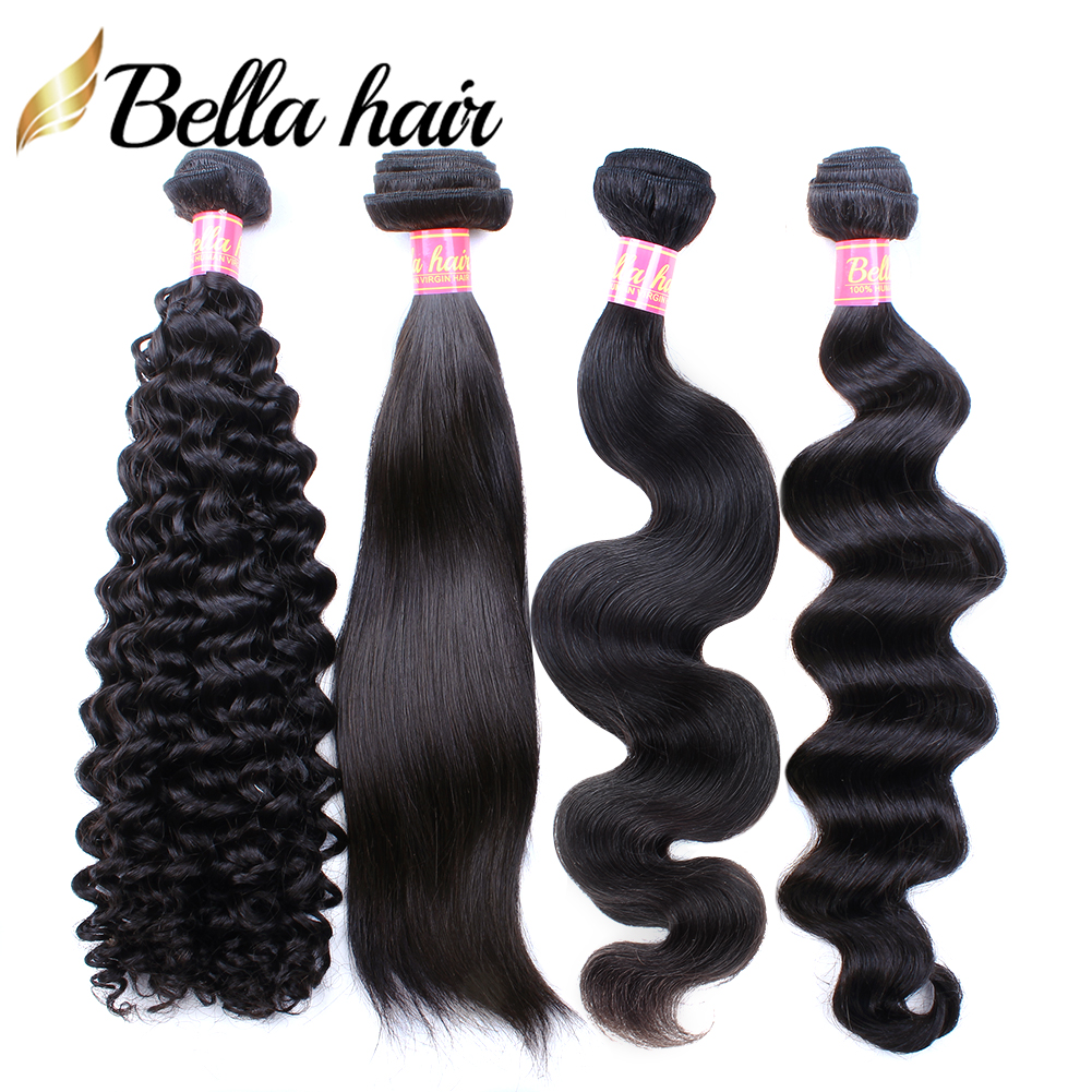 

brazilian hair bundles weaves curly wavy straight body wave loose deep 3pcs virgin remy human hair extensions double strong weft bellahair 840inch, Natural color