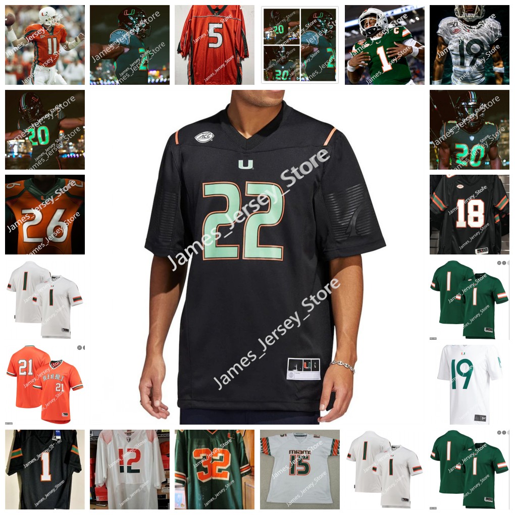 

NCAA Miami Hurricanes Football Jersey 9 Tyler Van Dyke 80 Elijah Arroyo 12 Jahfari Harvey 21 Henry Parrish Jr. 12 Brashard Smith 20 Jalen Harrell Jabari Ishmael Jerseys