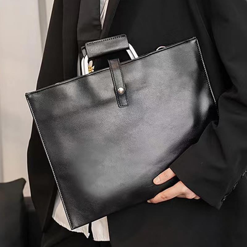 

Briefcases Black Men's Bag Waterproof Leather Business File Large Capacity Men Handbag Multifunctional Shoulder MaleBriefcases