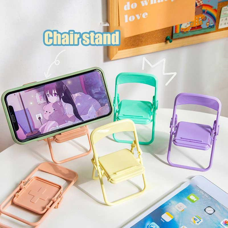 

Mini Cute Chair Folding Stand Phone Bracket Portable Stretch Holder Tablet Support For Mobile iPhone Cellphone Accessories Desk Display Tablet Mounts Universal, Mixed color