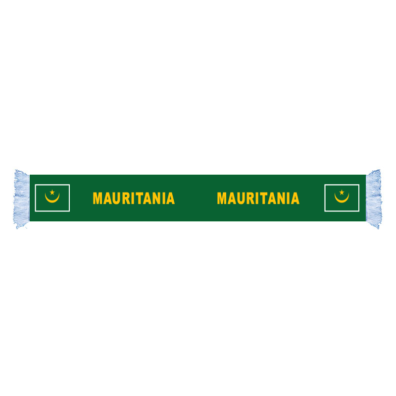

MAURITANIA Flag Factory Supply Good Price Polyester Satin Scarf Country Nation Football Games Fans Scarf Also Can be Customized