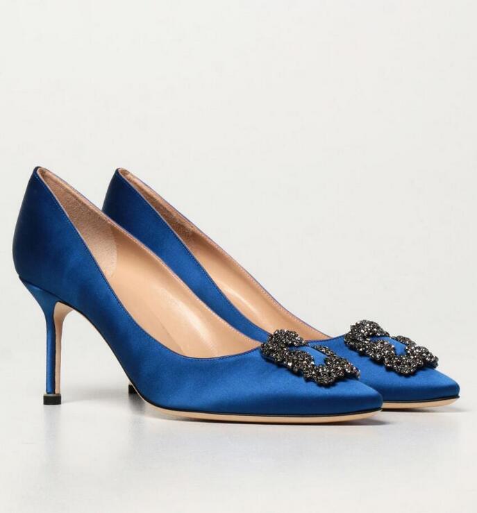 

Luxury Designer Fashion women pumps shoes Flower Strass Satin High Heels Flat with Rhinestone lady wedding shoess thin heels Party size 35-43, 15