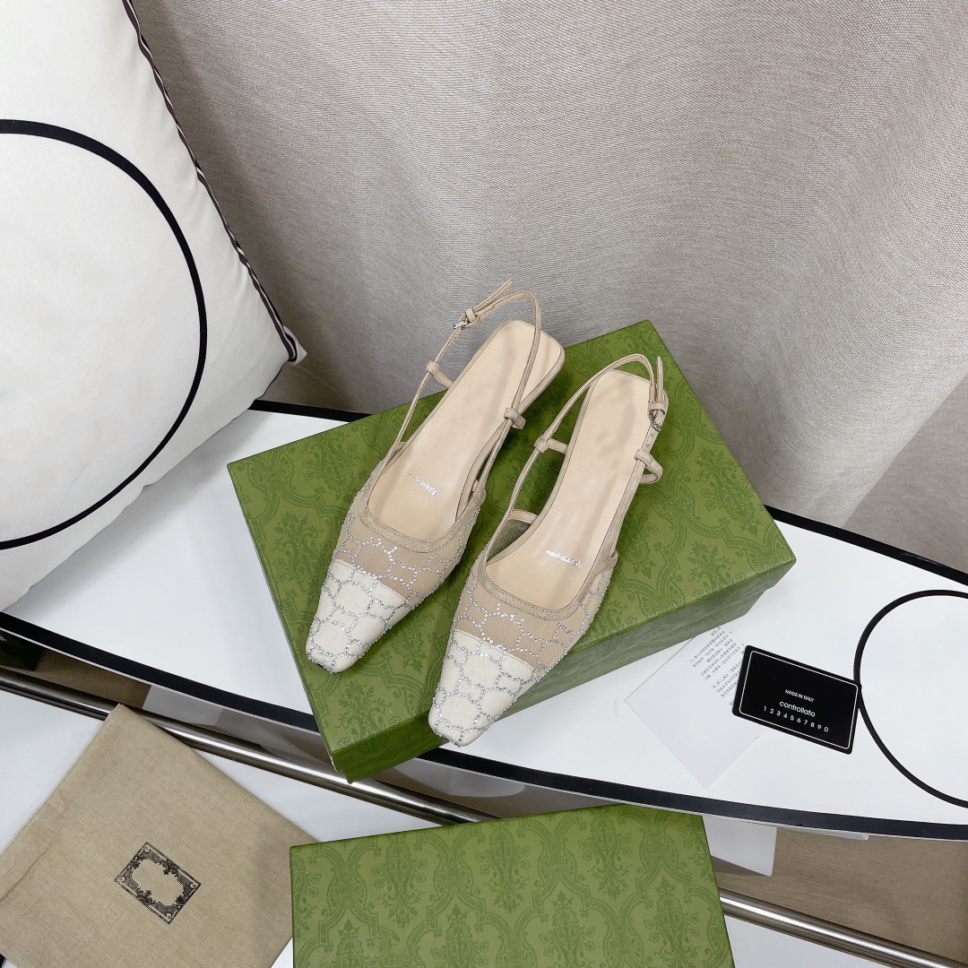 

2022 new designer leather middle heel sandals yarn surface women's high-grade atmospheric and versatile Euro35-42 US 4-11, White