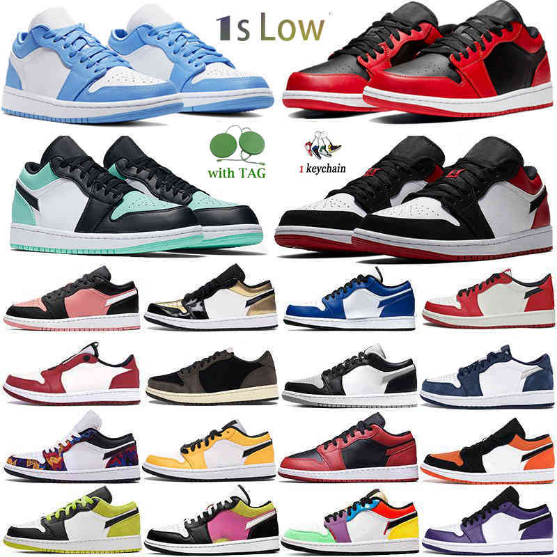 

1 1s Low Bred Toe UNC basketball shoes OG cactus black white paris Archeo Pink easter reverse bred men trainers women designer, 1s (42)