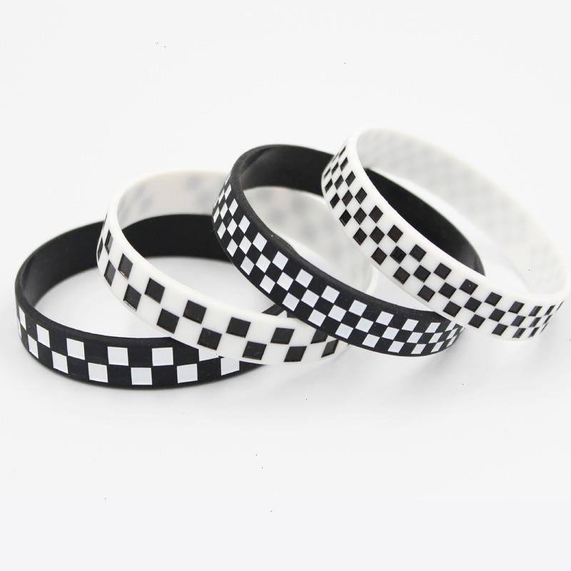 

1pc Checkered Silicone Wristband Strand Punk Style Unisex Bracelet Personality Waterproof Sports For Men Women