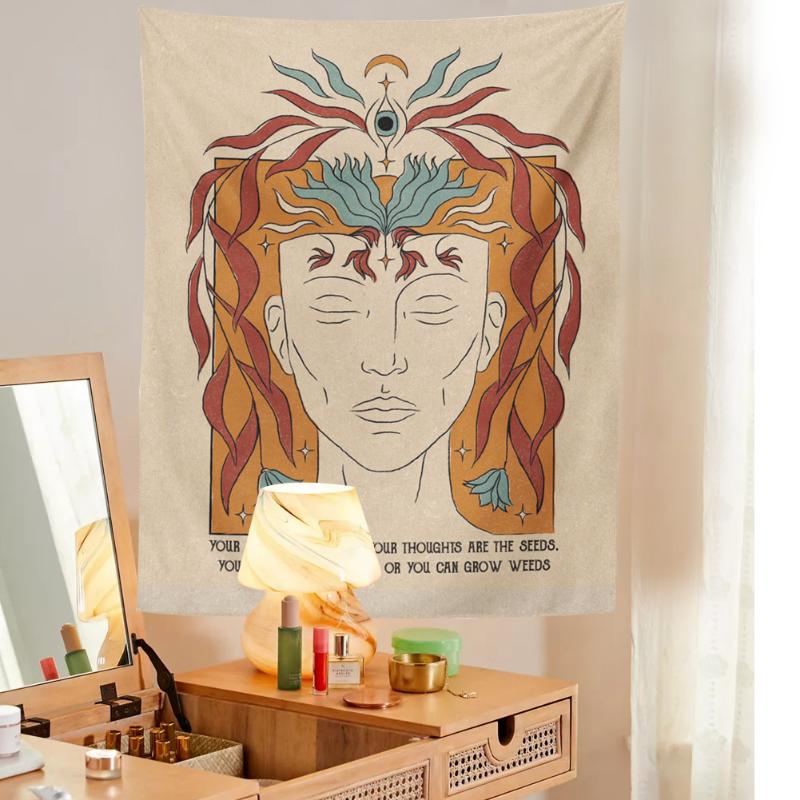

Tapestries Spiritual Quotes Wall Tapestry Hippie Bedroom Home Decoration Bohemian Decorative Yoga Mattress Sheet Mind Is A GardenTapestries