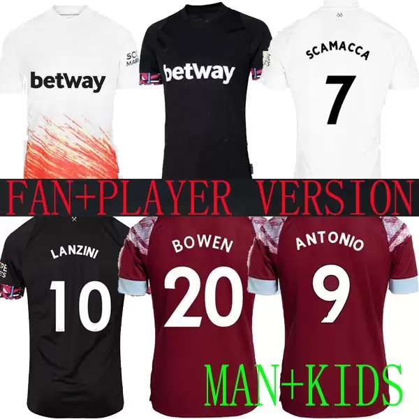 

Acidproof soccer jersey home NOBLE west HAMs third away ANDERSON UNITED RICE BOWEN ANTONIO BENRAHMA 2022 2023 football shirt men kids kit SCAMACCA 7 CORNET AGUERD, Home man 2