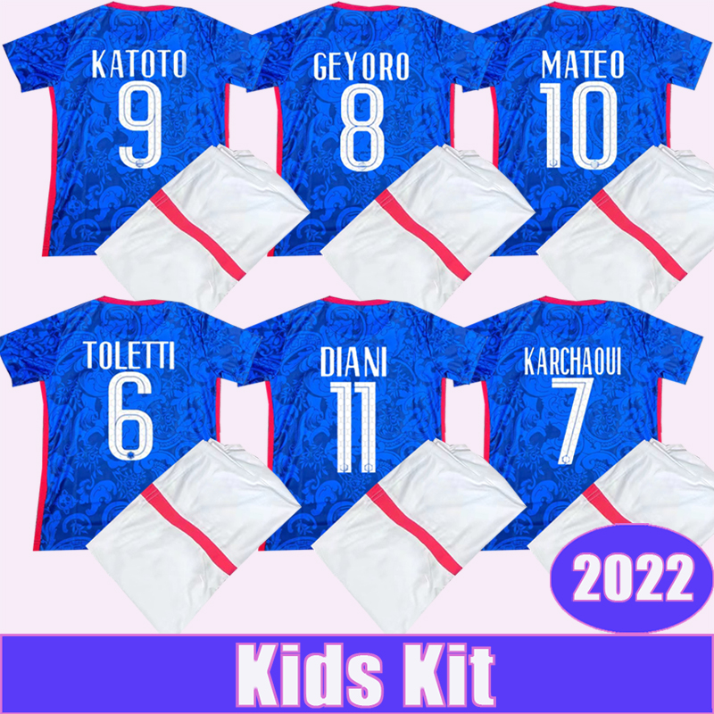 

2022 MATEO DIANI KATOTO Kids Kit Soccer Jerseys SARR GEYORO KARCHAOUI TOLETTI Home Football Shirt Short Sleeve Uniforms, Tz9910 22 23 home no socks