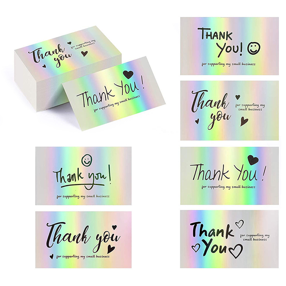 

50pcs Pack Laser Thank You Card Gift Packing Packaging Decoration Greeting Cards Small Business Supplies 1222857