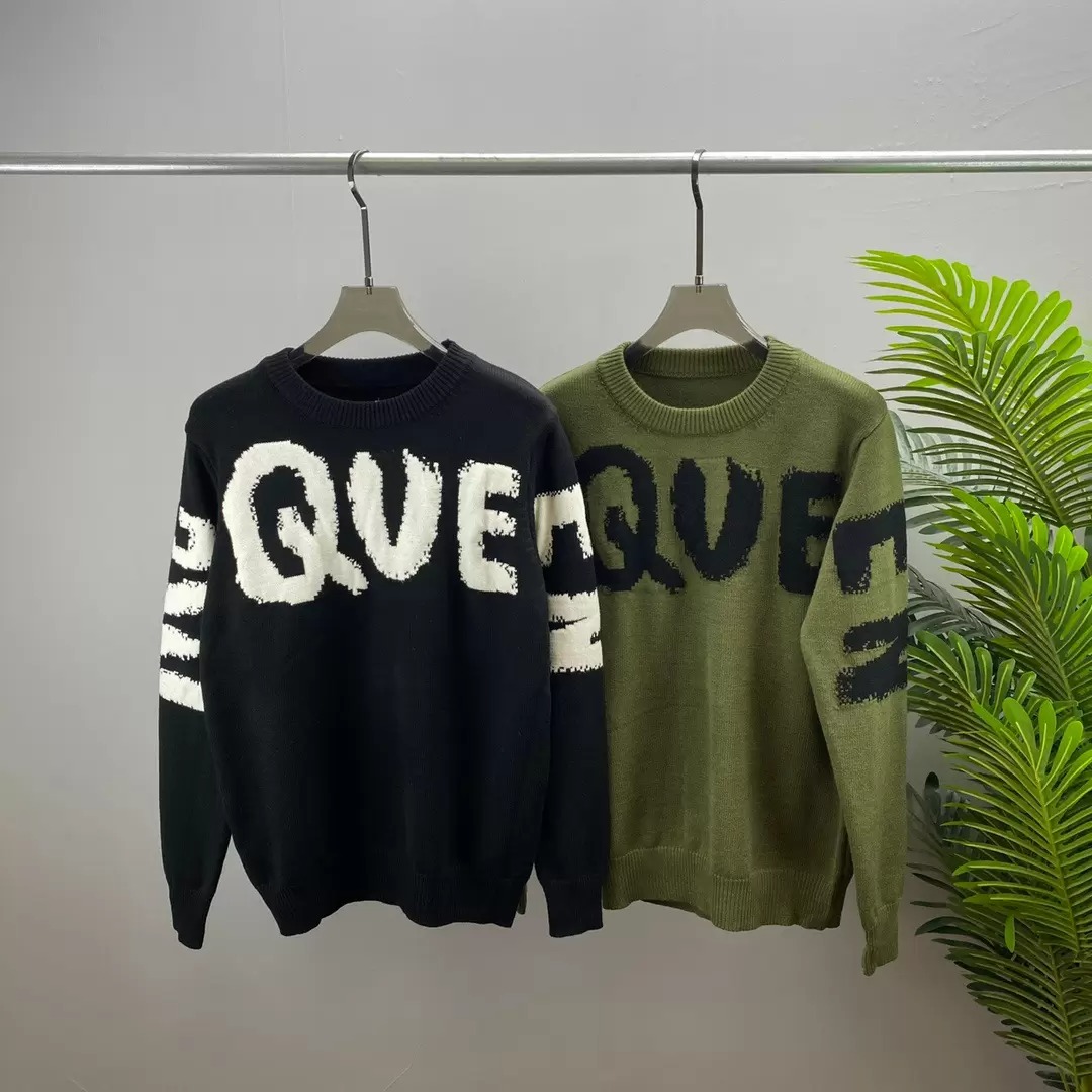 

Designer Alexander Men Women Plus Size Sweaters Letter Graffiti Jacquard Sweater Autumn Winter Warm McQueens Knit Jumper Loose Round Long Sleeve Knitted Pullovers, This option does no ship