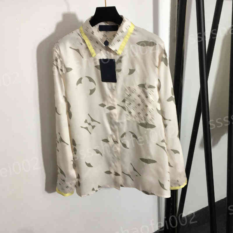 

Designer Womens Casual Shirts Woman Blouses Tops Beige Presbyopia Logo Print Lapel Long Sleeve Elegant Shirt Luxury T-shirts Women Clothing 0912, 10
