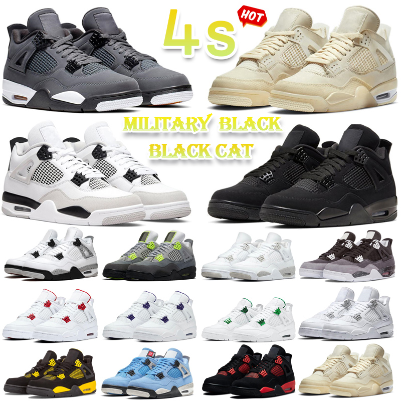 

4 4s basketball shoe Men Women black cats Sports trianers Sneakers University Blue Cool Grey Red Metallic, #33 safety orange 40-47