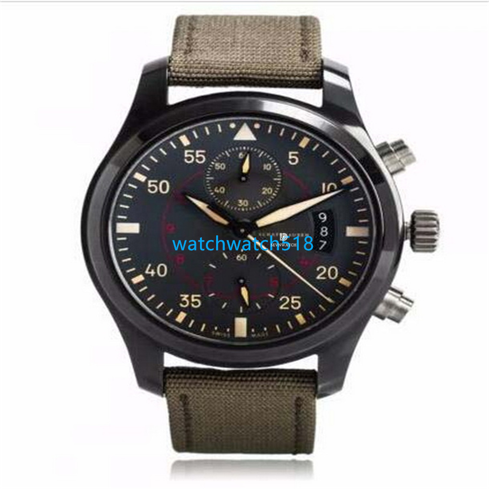 

Luxury Watch Mens Quartz Big Size 46mm Dial Pilots Anthracite Dial Chronograph Ceramic IW3880-02 Nylon Strap Montre De Luxe Sapphire Wristwatch Long Battery Life