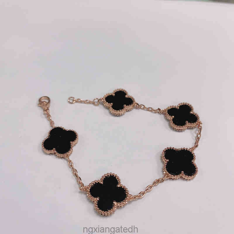 

925 Sterling Silver Necklace Clover Bracelet Female Rose Gold Lucky Birthday 3s1