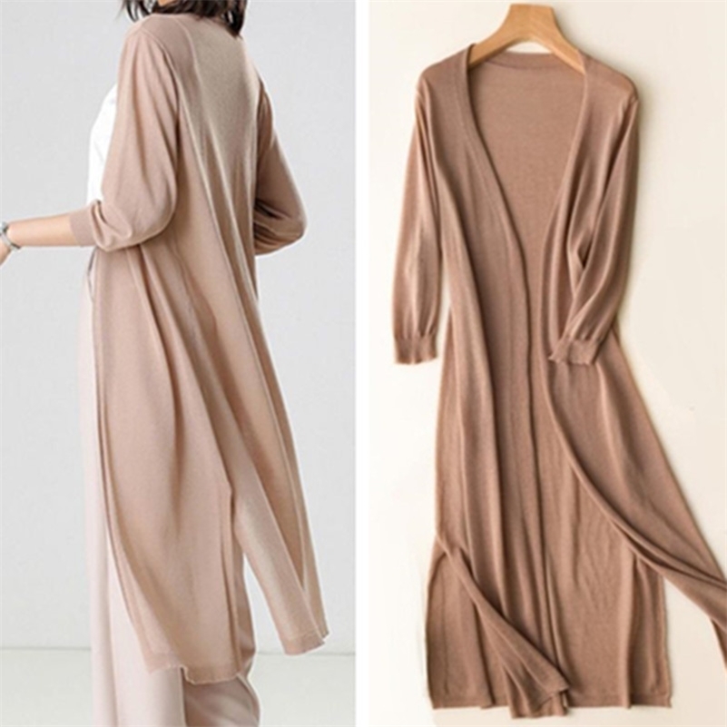 Spring Summer Sun Protection Clothing Women Long Cardigan Female Knitted Sweater Women Coat Jacket Ladies Shawl Outerwear 220818