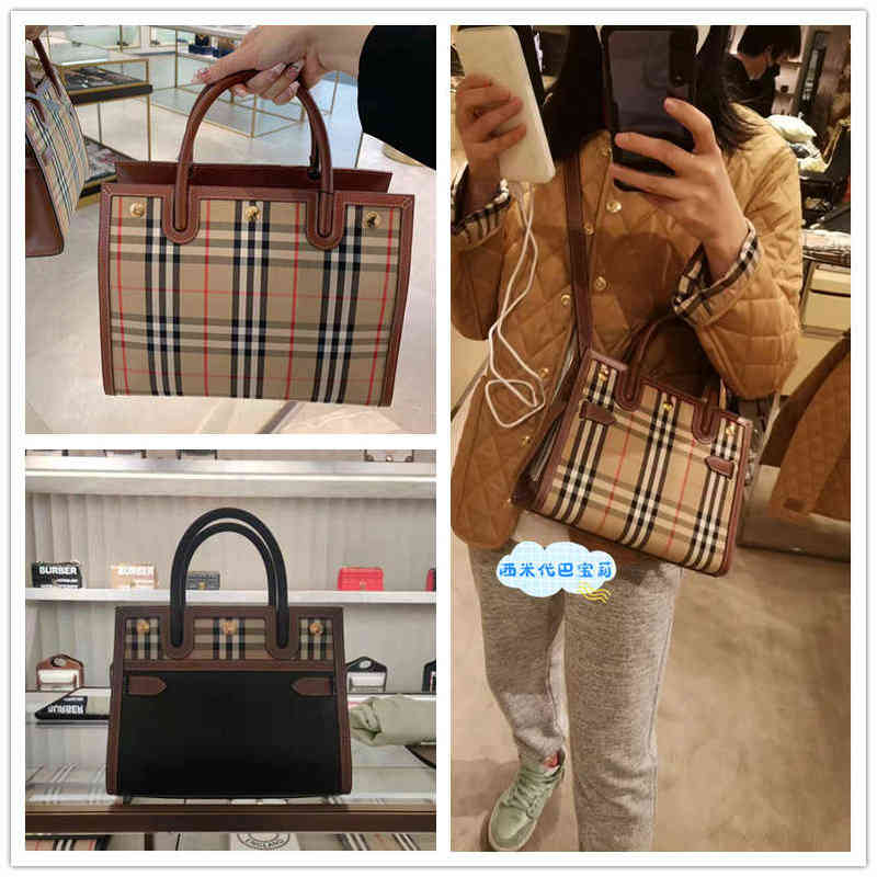 

Top burberys bags womens bag classic checkered tailer Tote Bag Tote Hand Bag Mengzhu, Figure i