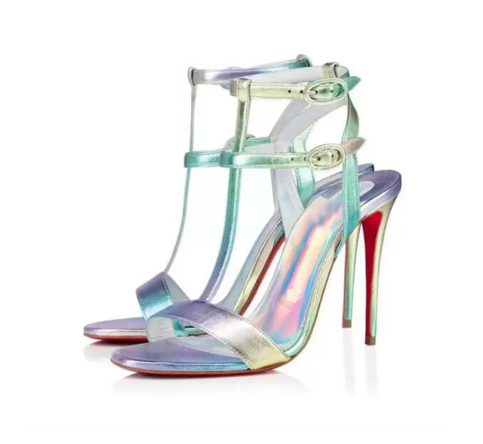 Summer Brand Sandals Genuine Leather Strap Women's High Heels Bare Strap Buckle Gladiator Exquisite Party Wedding EU35-43