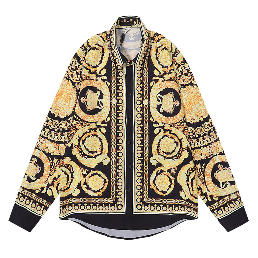 

23SS Spring Autumn Long Sleeve Designer Bowling Shirts Men Fashion Geometric Letter Print Button Down Dress Shirt Man Casual Shirt PLUS Size M-3XL