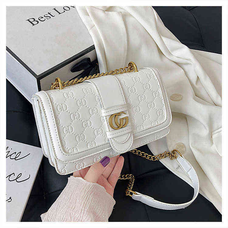 

Bag women 2022 new trend messenger bag version leisure versatile chain small square women's Purses, White