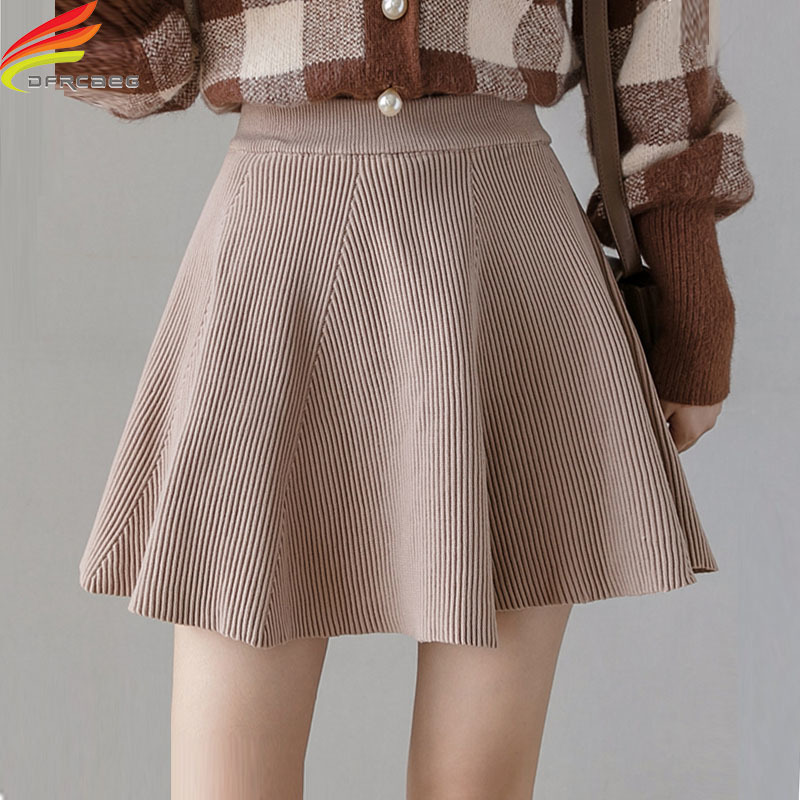 Jupe en tricot taille haute une ligne Mini jupes automne hiver arrivée 5 couleurs côtes tricotées décontracté jupes courtes femmes 220818