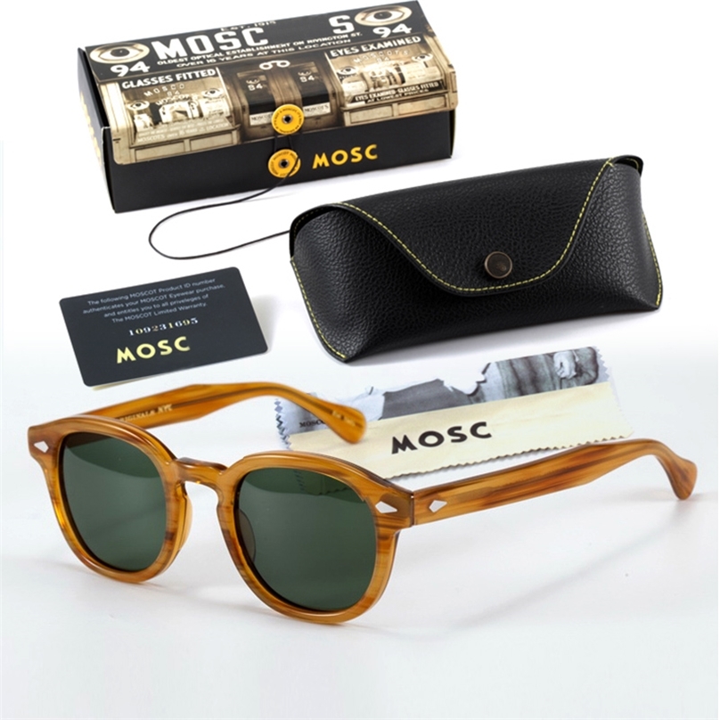 

Men Ladies Johnny Depp Lemtosh Polarized Sunglasses Luxury Brand Vintage Acetate Frame Top Quality Leather Case 220818