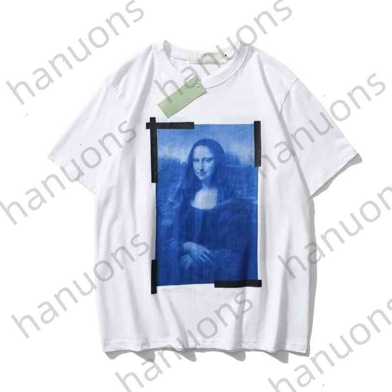 

Offs Men's T-shirts White Mona Lisa Print Short T-shirt Brand Men and Women Lovers Loose Round Neck Half Sleeve Printed Letter x the Back, 24