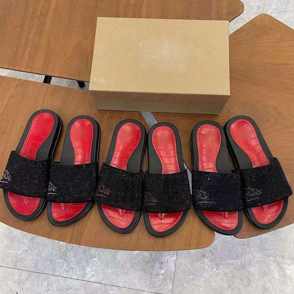 

Bottoms Christians Studs ers Red Slippers Rivet Suede Sandals Mens Women Printed Slides Flat Shoes Summer Outdoor Flip Flop Laser Strip ylH