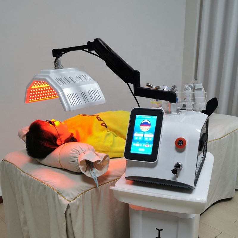 PDT LED Red Light Therapy Machine Face Skin Rejuvenation Hydro Facial RF BIO Cool Acne Treatment Wrinkle Removal Anti Aging Beauty SPA 7 Color PD