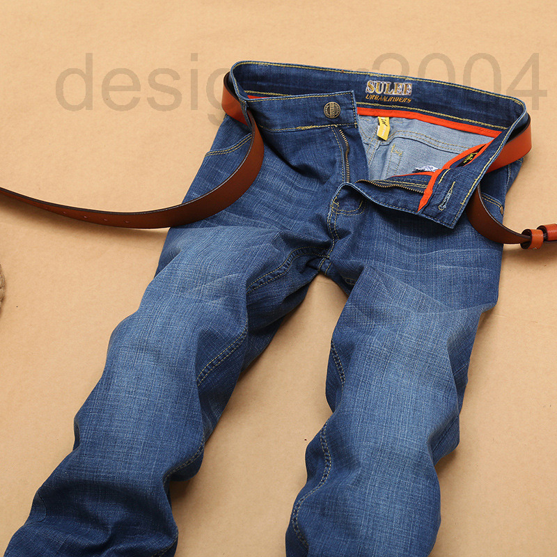 Men's Jeans designer Sulee straight leg jeans men's four seasons loose business casual pants spring elastic Tencel 8CAO