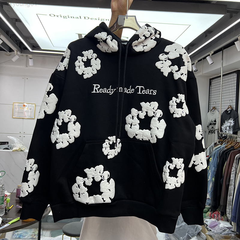 Surdimensionné Hiver Tops 3D Mousse Impression À Capuche Hommes Femmes Polaire Pour Garder Au Chaud Eembroidery Lettre Vintage Sweats Pull Y22081