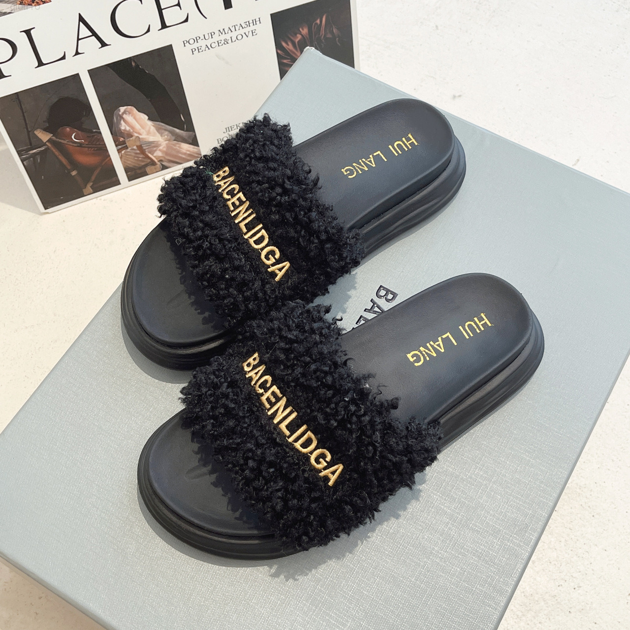 

Women Summer Fashion Slippers Female Thick Bottom Candy Color Sandals New Outdoor Lamb Slides Ladies Home Comfortable Shoes 2022 Y220818, Black