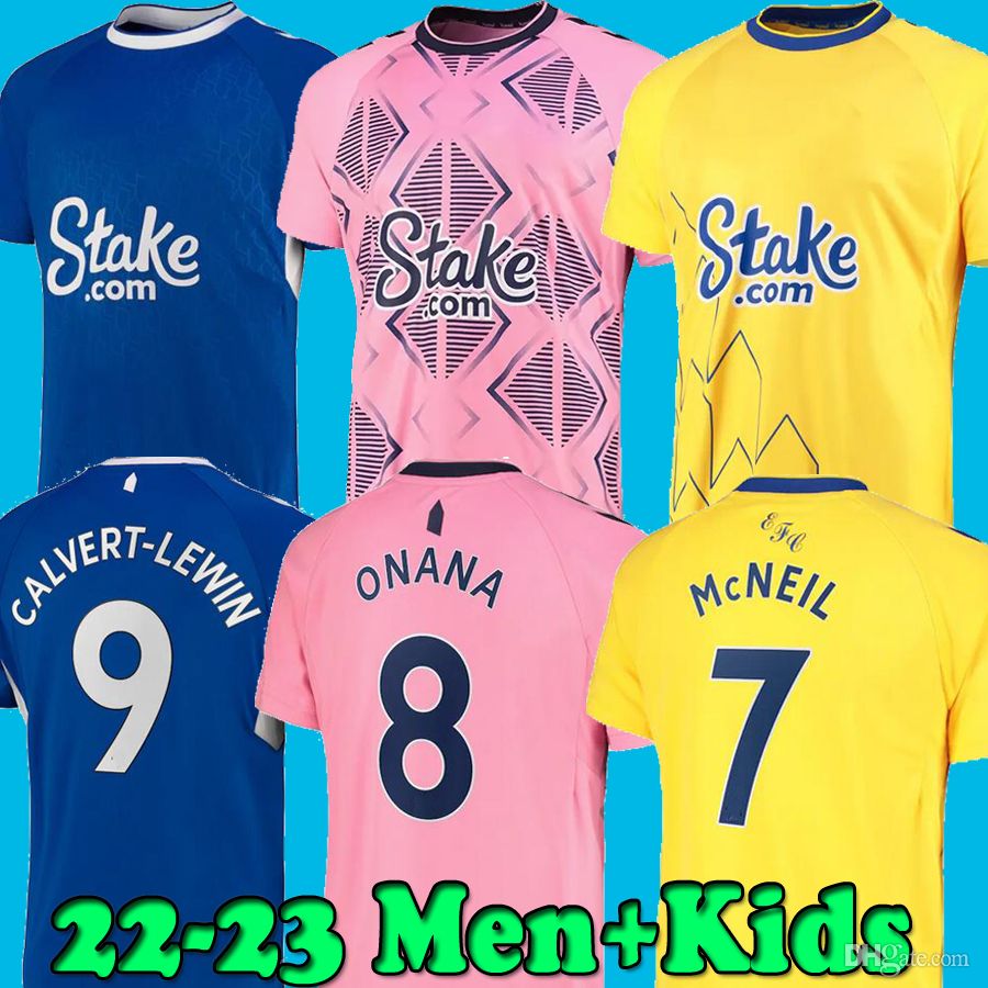 

22 23 GORDON DELE Soccer Jersey Onana Men Kids Breathable McNeil CALVERT-LEWIN TARKOWSKI Football Shirt 2022 2023 ALLAN DOUCOURE DAVIES Camiseta DELPH Andre Gome, 22 23 home 1 patch