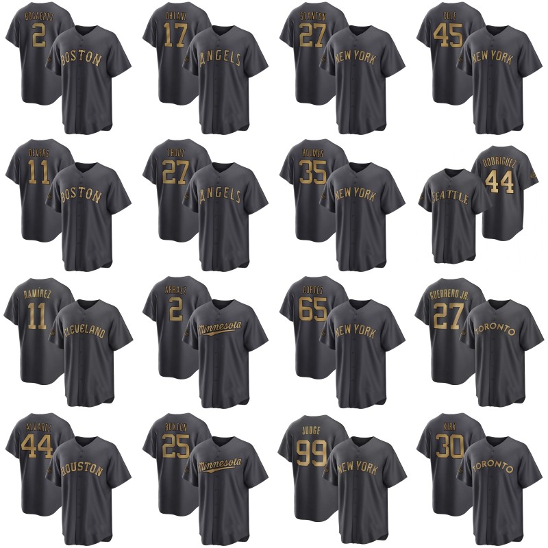 

2022 All Star Jersey Aaron Judge Julio Rodriguez Byron Buxton Clay Holmes Nestor Cortes Gerrit Cole George Springer Alek Manoah Vladimir Guerrero Jr. Alejandro Kirk, 11 josé ramírez