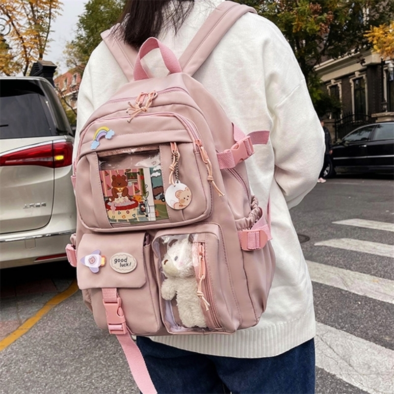 Mignon Femmes Sacs À Dos Étanche MultiPocket Nylon École Sac À Dos pour Étudiant Femmes Filles Kawaii Ordinateur Portable Livre Pack Mochilas 220