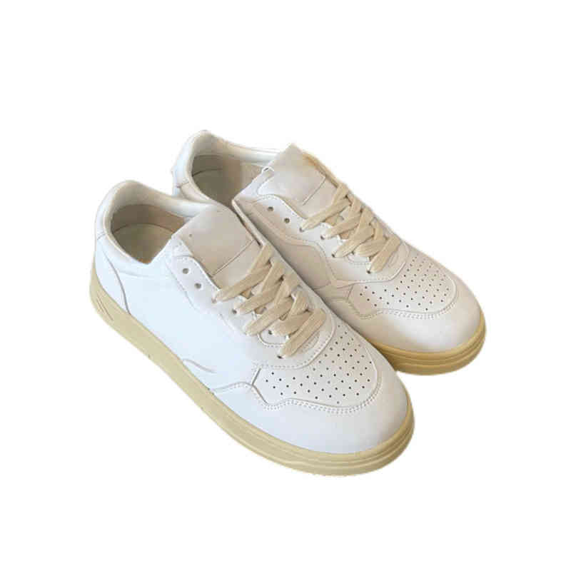 

Autry Korean lace up white shoes women's leather 2022 autumn new thick soled inner high color matching board shoes, Red skin tail