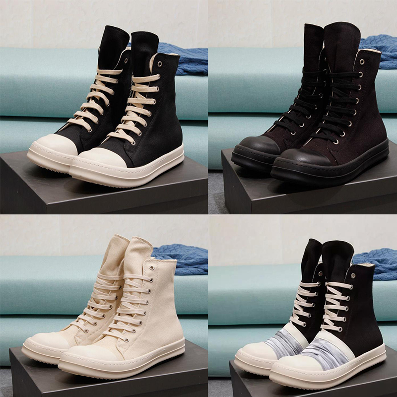 

Designer Rick Boots Men Women Sneakers High Top Owen Booties Black Lace Up Martin Boot Breathable Canvas Shoes Size35-45, 10