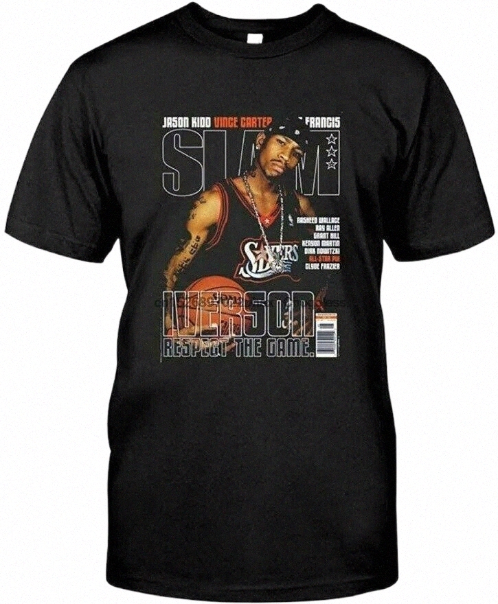 

men's T-Shirts Paolastore Allen Iverson Classic Slam Magazine Cover Shirt Basketball Sport Tee x0Oa#, Women-black