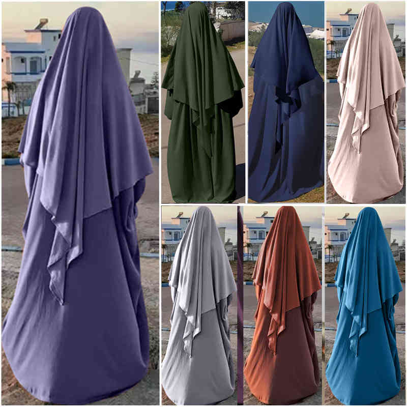 

Ethnic Clothing Eid Prayer Garment Long Khimar Islamic Women Hijab Sleeveless Tops Abaya Jilbab Ramadan Muslim Arabic Niqab Hijabs E1MZ