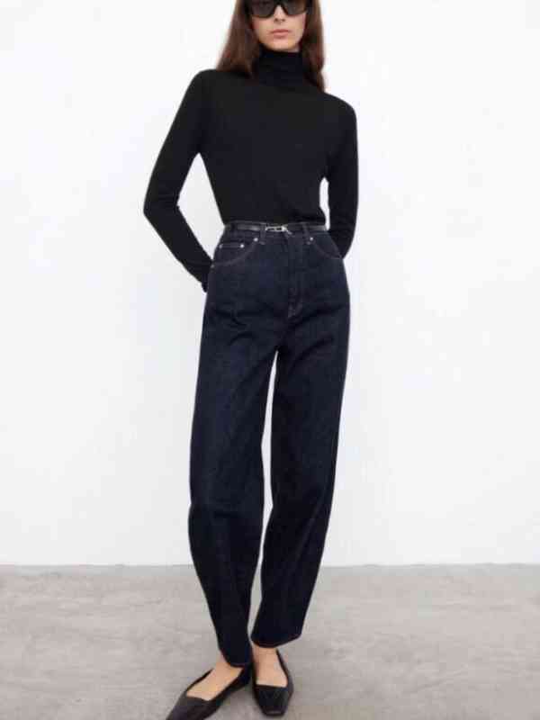 

Women's Pants Capris Toteme Nordic style bucket wide leg jeans women's dark blue loose thin straight pants UV3P, 2# box