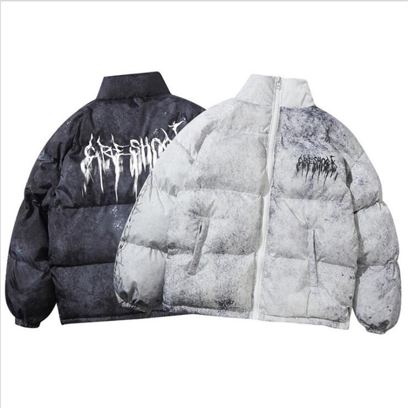 Hommes Hip Hop surdimensionné rembourré Bomber veste manteau Streetwear Graffiti Parka coton Harajuku hiver vers le bas vêtements d'extérieur 220