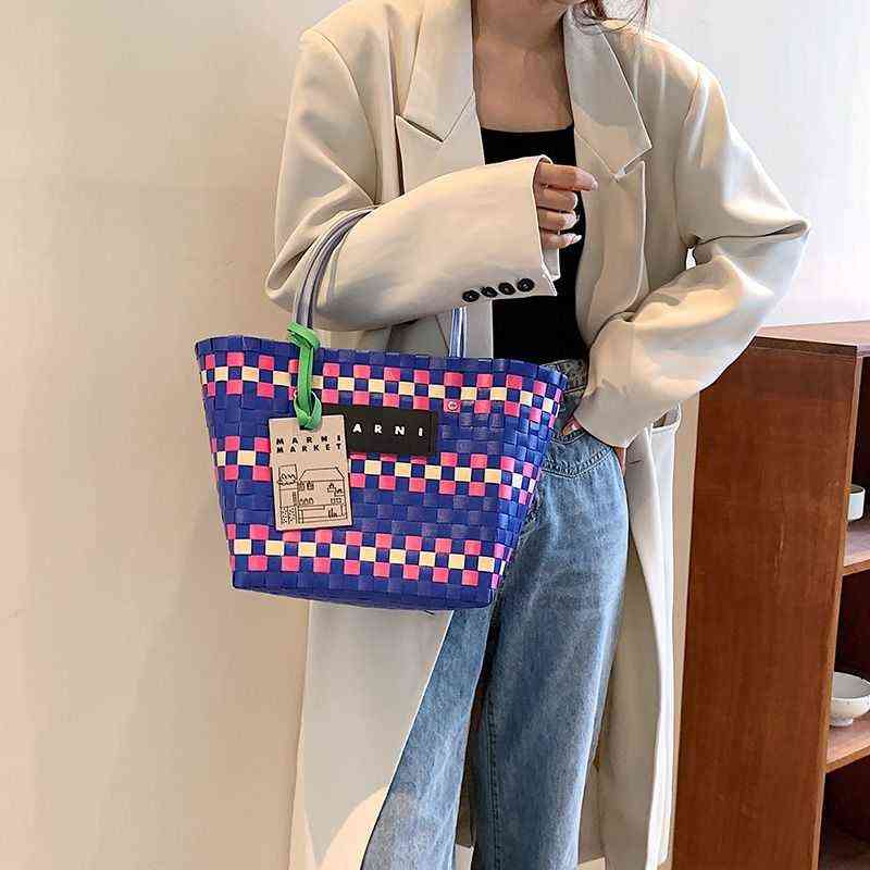 Designer Handbags Marn Color Matching Portable New Shopping Bag Street Shooting Artifact Vegetable Basket Environmental Protection Fashion and Ve