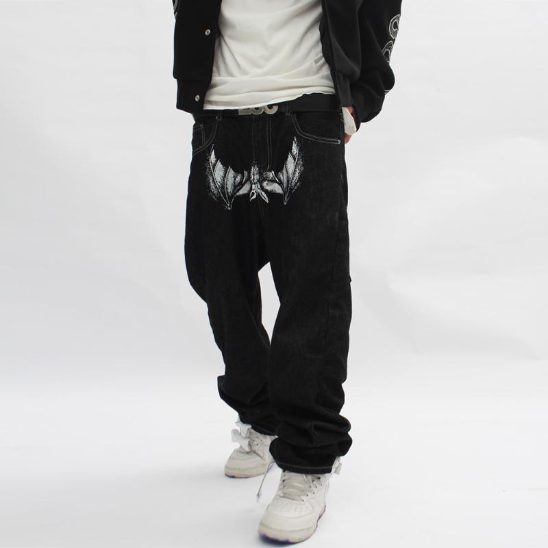 

Men's Jeans Baggy Black Y2k Men Portrait Print Straight Leg Loose Casual Pants Ovesized High Street Denim Trouser Male Bananas GraphicMen's
