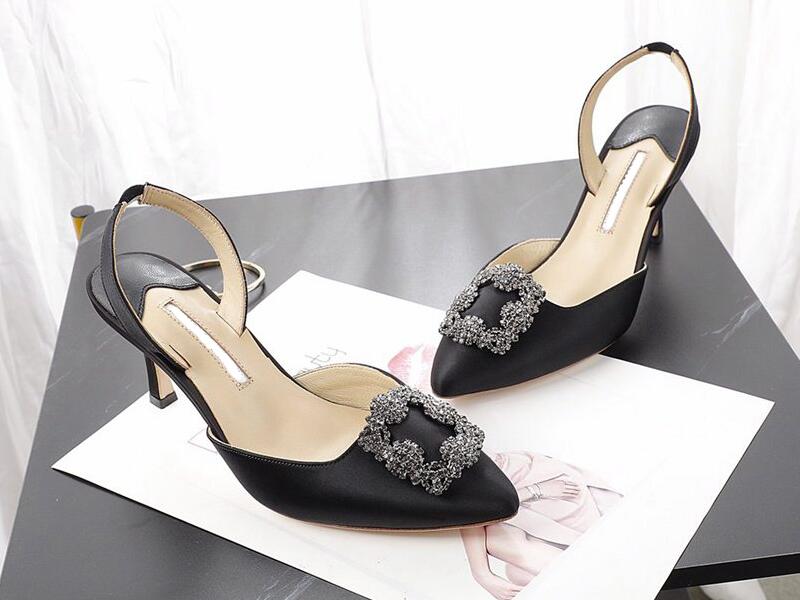 

Realfine Sandals 5A 5728250 Manlo Blanik Hangisli Satin Jewel Buckle Slingback Pumps 70mm High Heels Sandal Shoes for Women Size 35-41, 5728250 5a_10