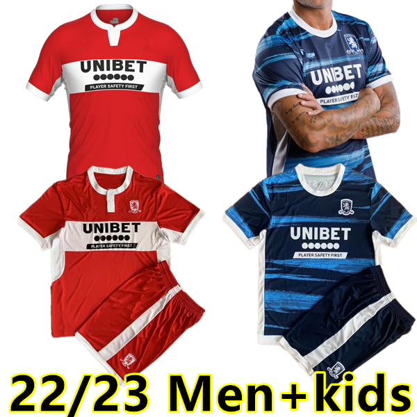 

2022 23 MIDDLESBROUGH soccer jerseys Ashley Michael Fletcher FLINT WING ASSOMBALONGA AKPOM 22 23 home red away blue Men Kids Kits sock Full sets football shirts