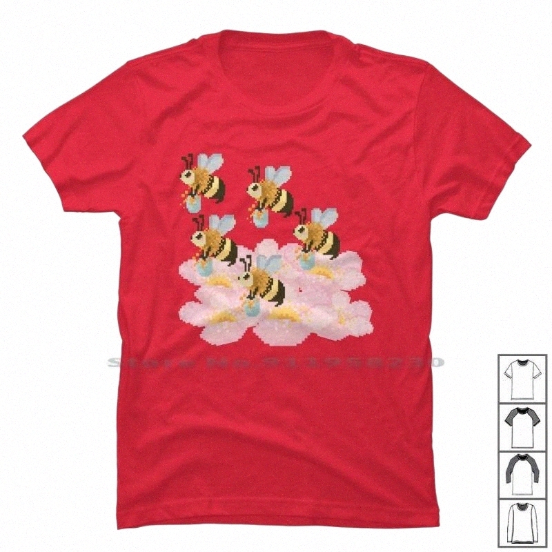 

men's T-Shirts Pixelated Bees Taking Honey T Shirt 100% Cotton Flower Pixel Late King One Bee Art Pi Ak i0Yp#, Mtee-blue