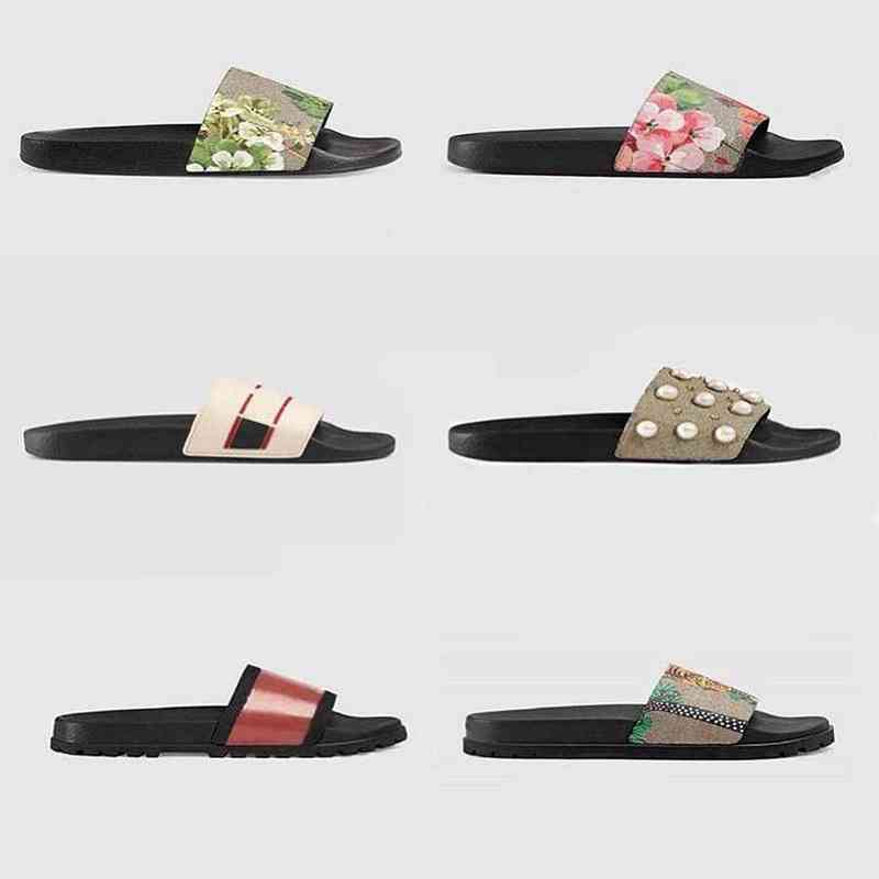 Diapositives Designer femmes homme pantoufles sandales de luxe marque en cuir véritable tongs appartements glisser chaussures décontractées baske