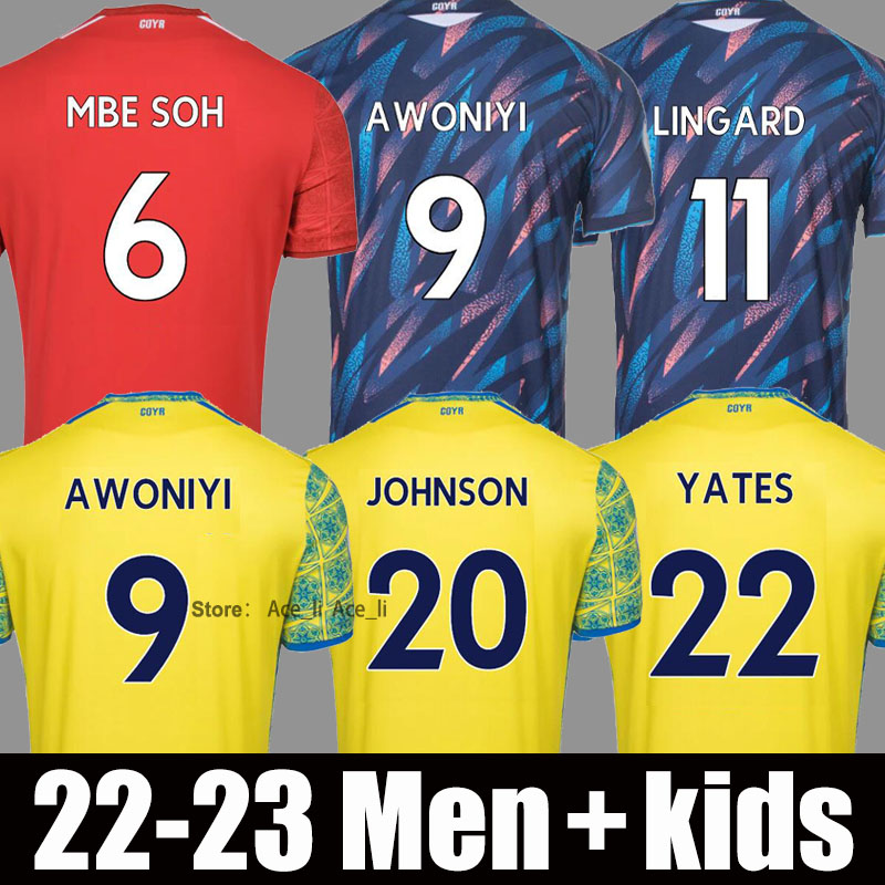 

22 23 Nottingham ForestS LINGARD Soccer Jerseys Awoniyi Johnson Niakhate Surridge 2022 2023 Forest home AMEOBI MIGHTEN Williams Yates Men kids kit Football Shirts, 22-23 away+patch